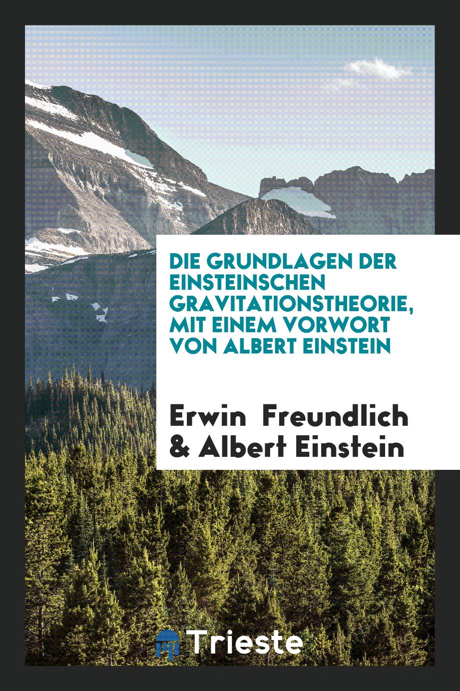 Erwin  Freundlich, Albert  Einstein - Die Grundlagen der Einsteinschen Gravitationstheorie, mit einem Vorwort von Albert Einstein