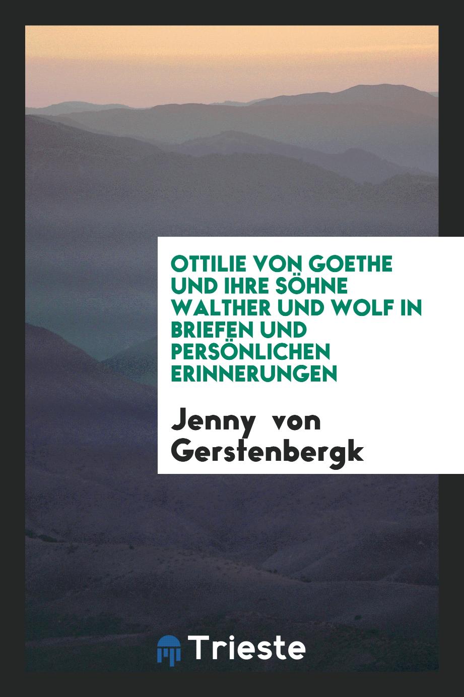 Jenny  von Gerstenbergk - Ottilie von Goethe und ihre Söhne Walther und Wolf in Briefen und Persönlichen Erinnerungen