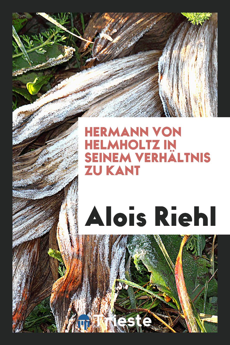 Hermann von Helmholtz in Seinem Verhältnis zu Kant