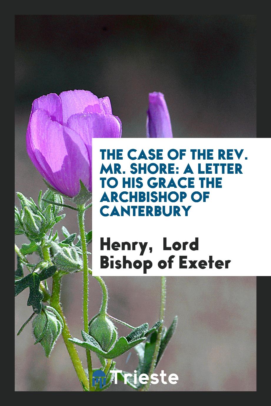 The Case of the Rev. Mr. Shore: A Letter to His Grace the Archbishop of Canterbury