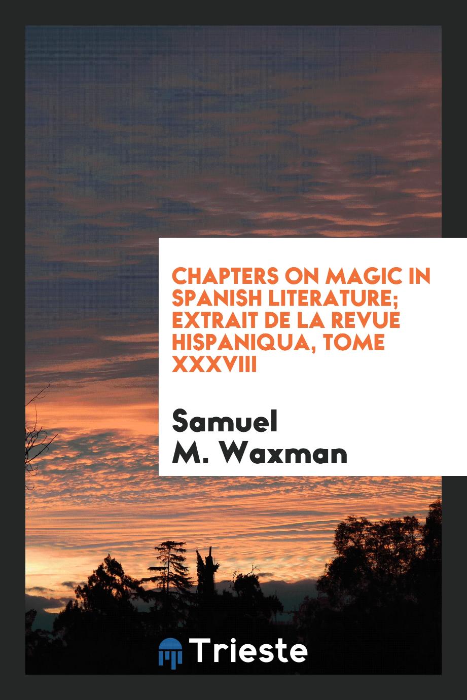 Chapters on Magic in Spanish Literature; Extrait de la Revue Hispaniqua, Tome XXXVIII