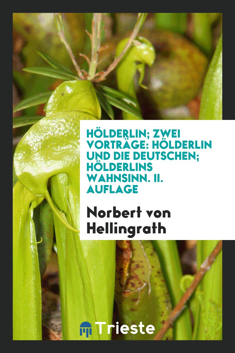 Hölderlin; Zwei Vorträge: Hölderlin und die Deutschen; Hölderlins Wahnsinn. II. Auflage
