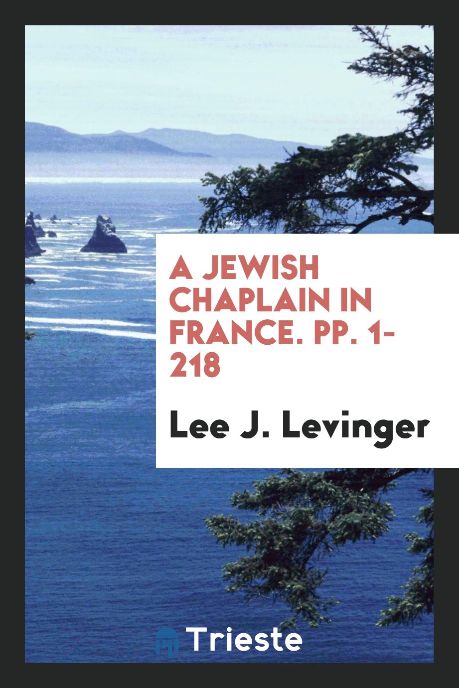 A Jewish Chaplain in France. pp. 1-218