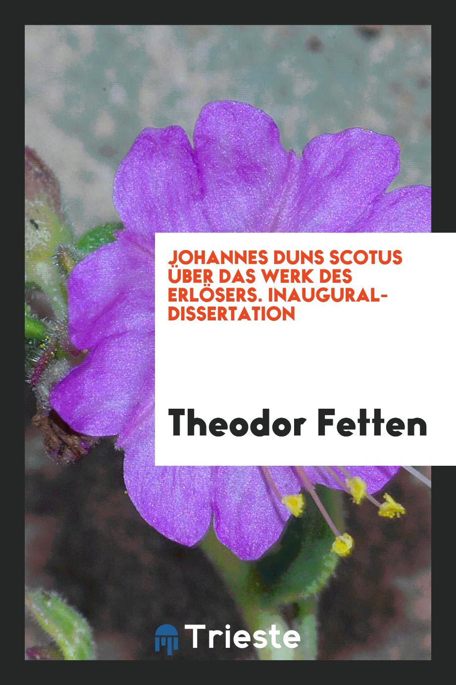 Johannes Duns Scotus über das Werk des Erlösers. Inaugural-Dissertation