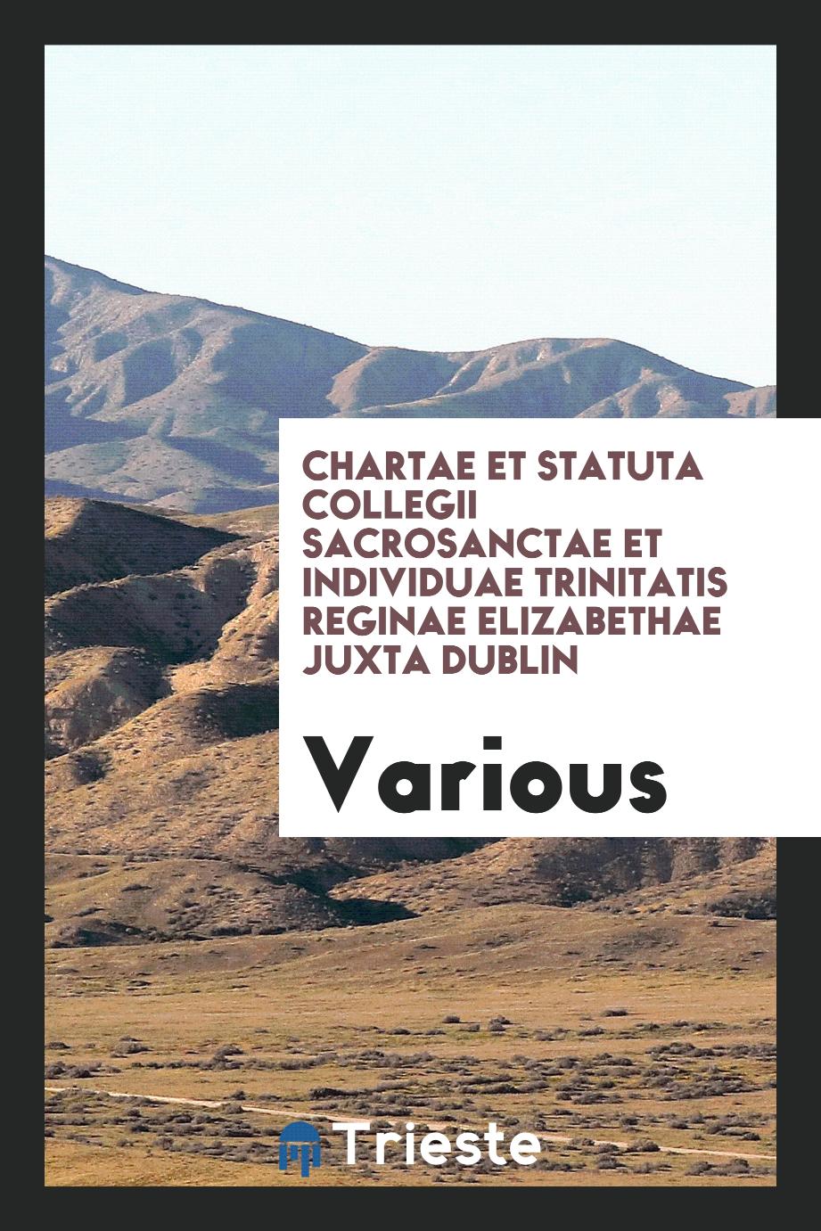 Chartae et statuta Collegii sacrosanctae et individuae Trinitatis reginae Elizabethae juxta Dublin
