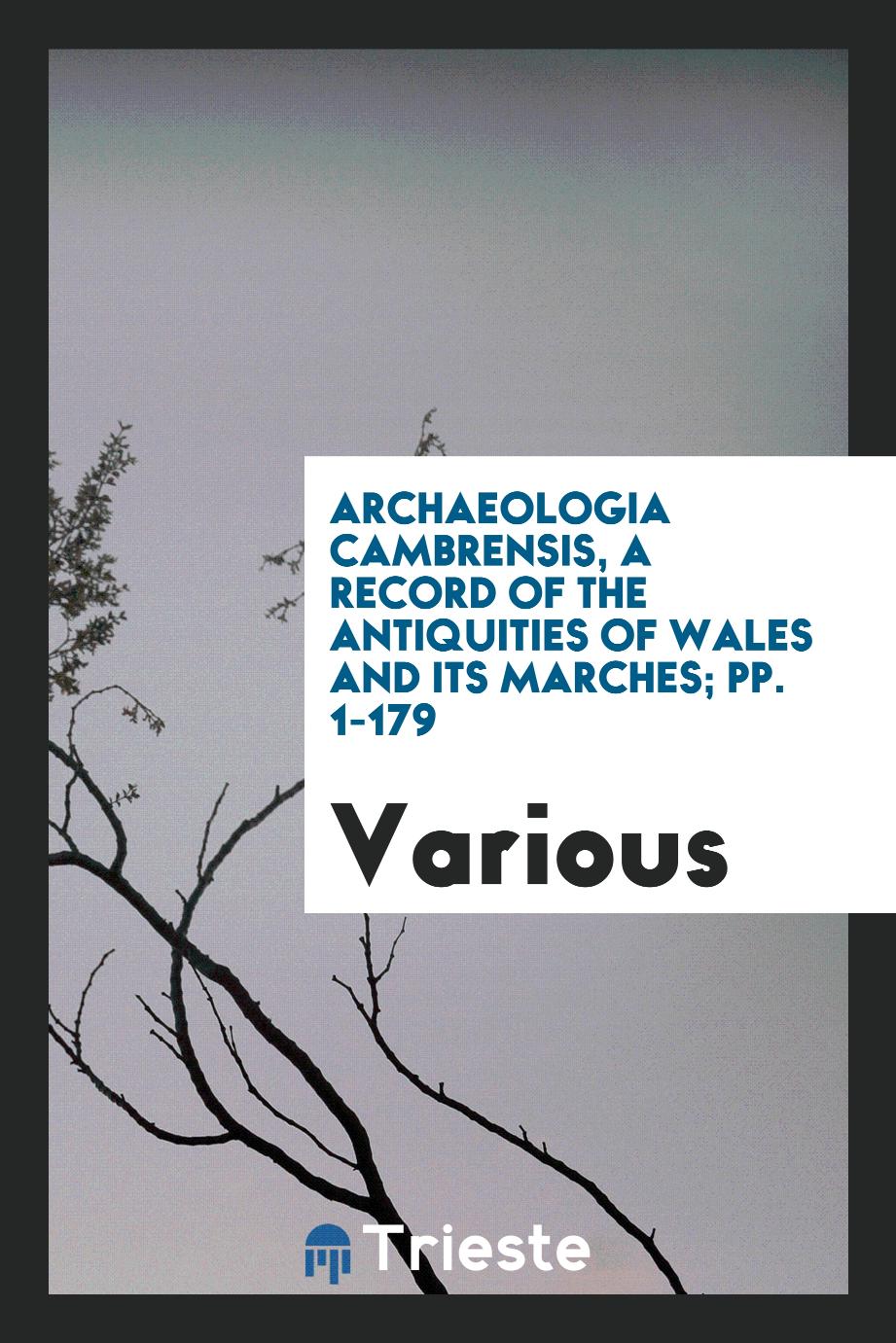 Archaeologia Cambrensis, a Record of the Antiquities of Wales and Its Marches; pp. 1-179