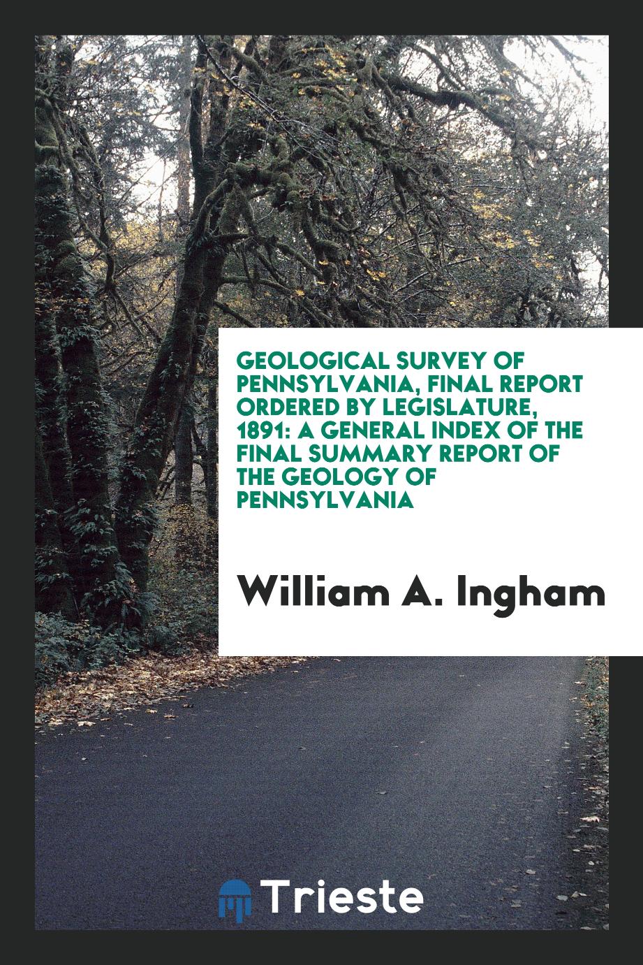 Geological Survey of Pennsylvania, Final Report Ordered by Legislature, 1891: A General Index of the Final Summary Report of the Geology of Pennsylvania