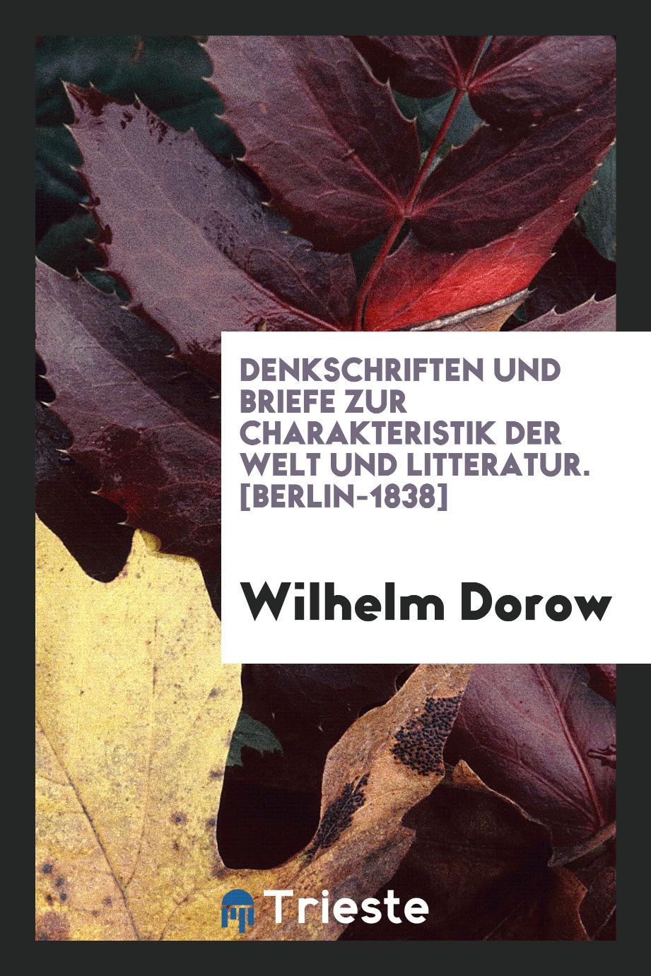 Denkschriften und Briefe zur Charakteristik der Welt und Litteratur. [Berlin-1838]