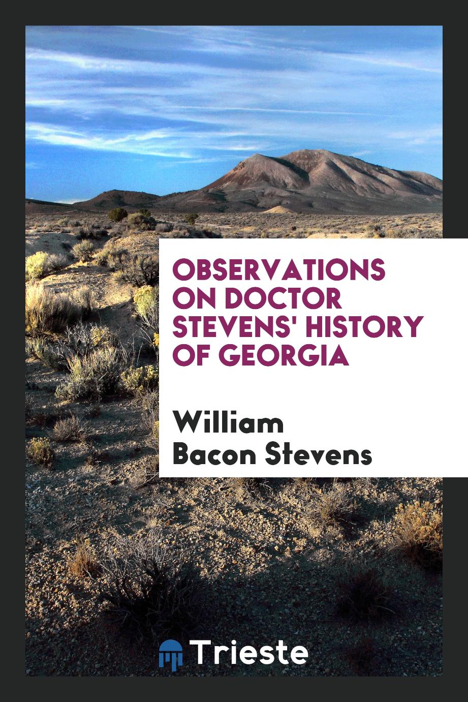 Observations on Doctor Stevens' History of Georgia
