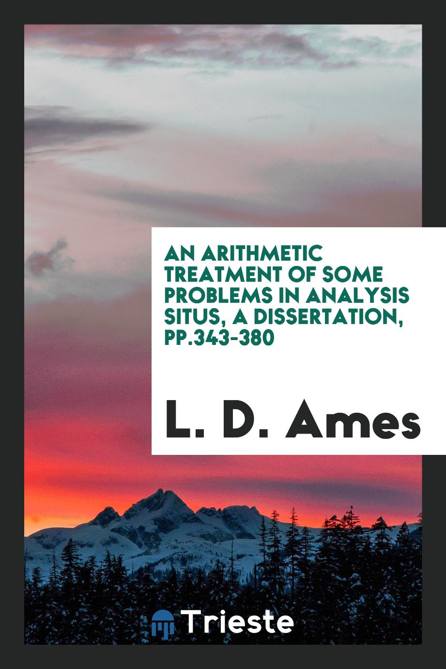 An Arithmetic Treatment of Some Problems in Analysis Situs, A Dissertation, pp.343-380