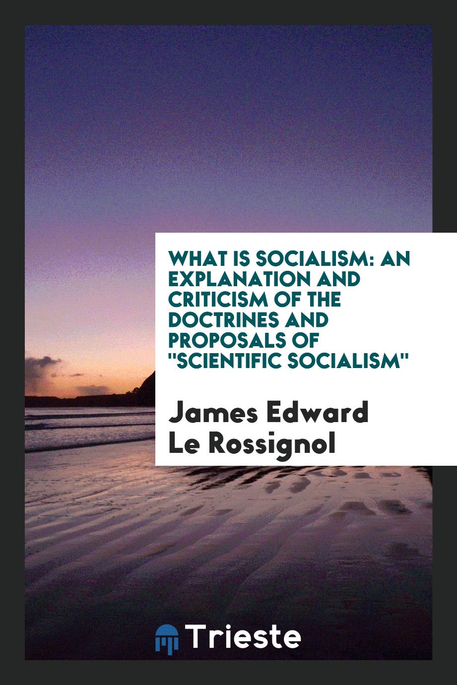 What is socialism: an explanation and criticism of the doctrines and proposals of "scientific socialism"