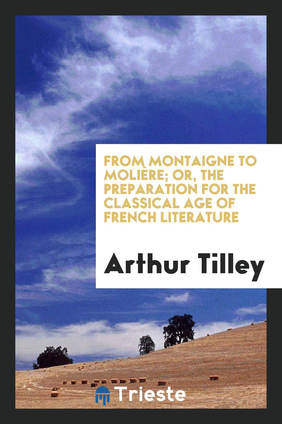 From Montaigne to Molière; or, The preparation for the classical age of French literature