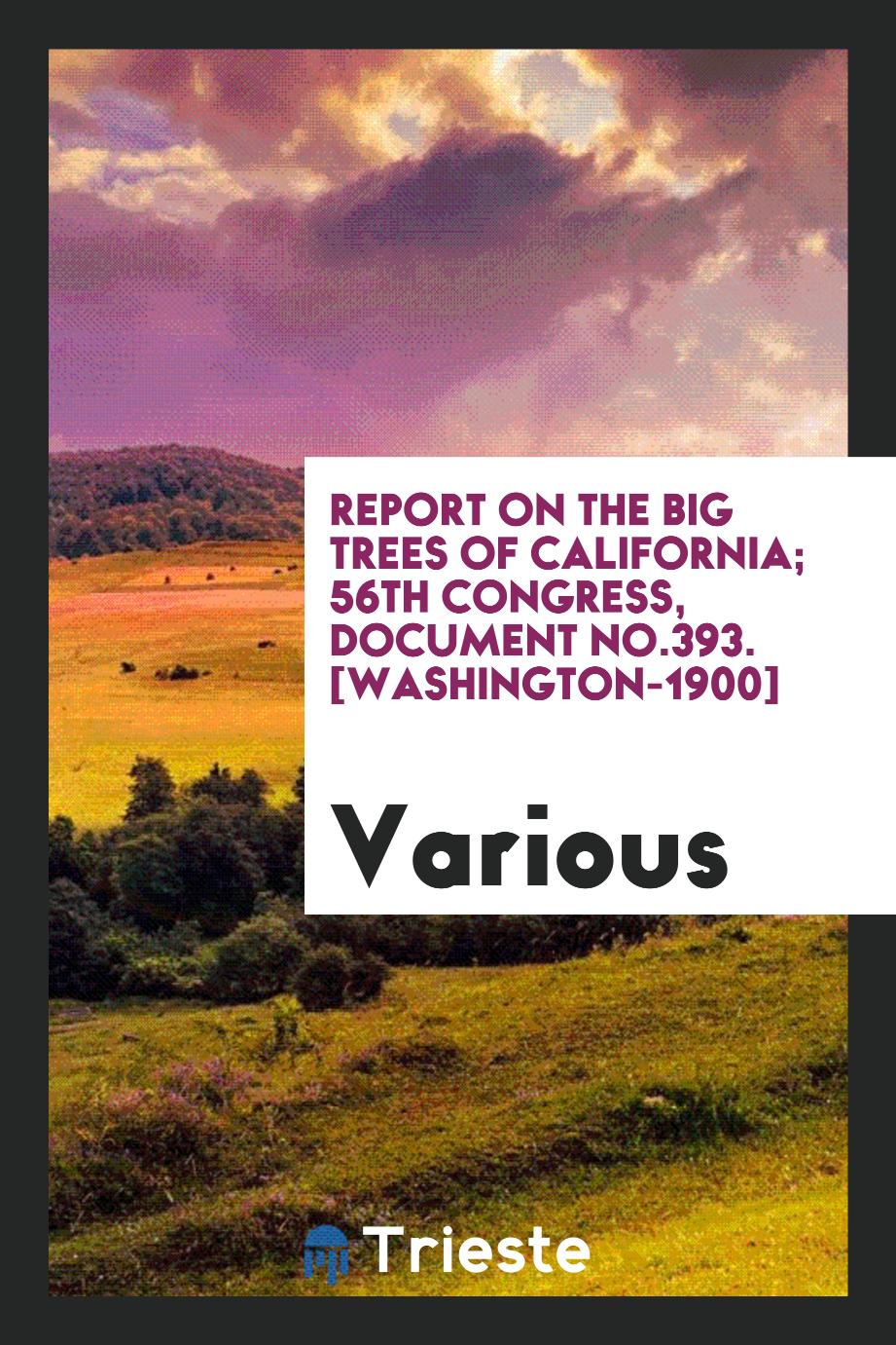 Report on the Big Trees of California; 56th Congress, Document No.393. [Washington-1900]