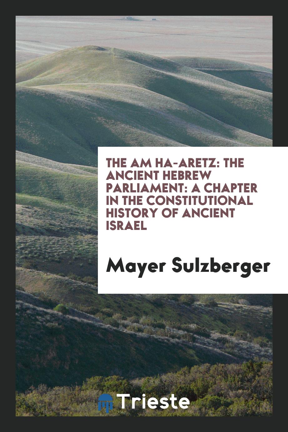 The am ha-aretz: the ancient Hebrew parliament: a chapter in the constitutional history of ancient Israel